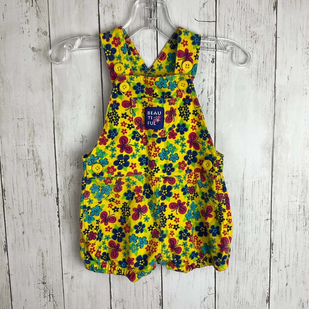 Swiggles Hippy Yellow Flower Print Overalls 3/6m